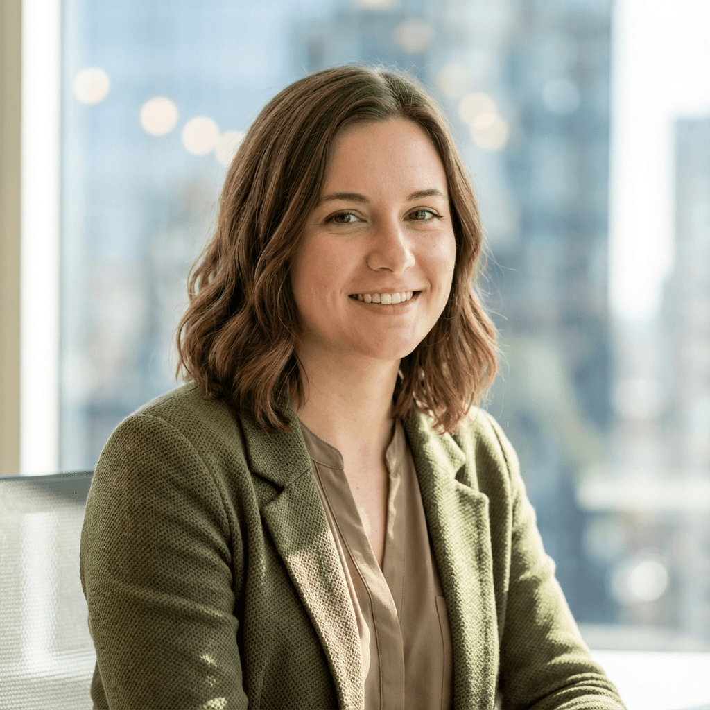Megan Cole reviewing a project checklist at her desk
